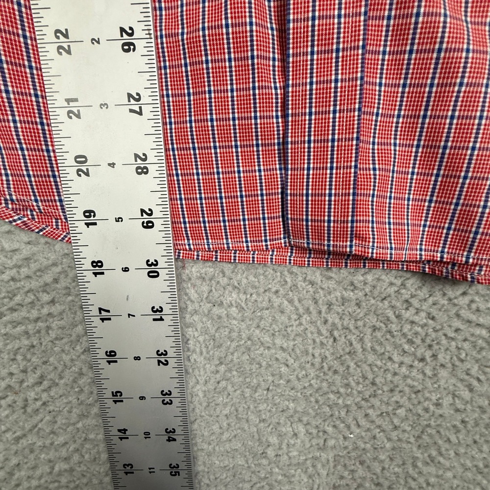 Banana Republic Non Iron Tailored Slim Fit‎ Red Plaid Button Down Shirt Men S - Picture 7 of 9
